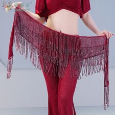 Belly Dance Waist Chain Women Sparkle Tassel Hip Scarf Dance Practice Belt