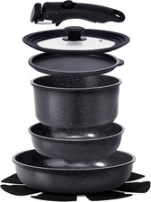 Set Di Pentole Antiaderenti in Ceramica  Da 8 Pezzi Con Manico Staccabile, Pento