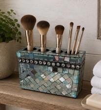 Toothbrush Holder Mirrored Mosaic 4 Slot Make...