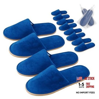 2-6 Pairs Non Slip Disposable Slippers, Washable 9.5 Women/10.5 Men Royal Blue