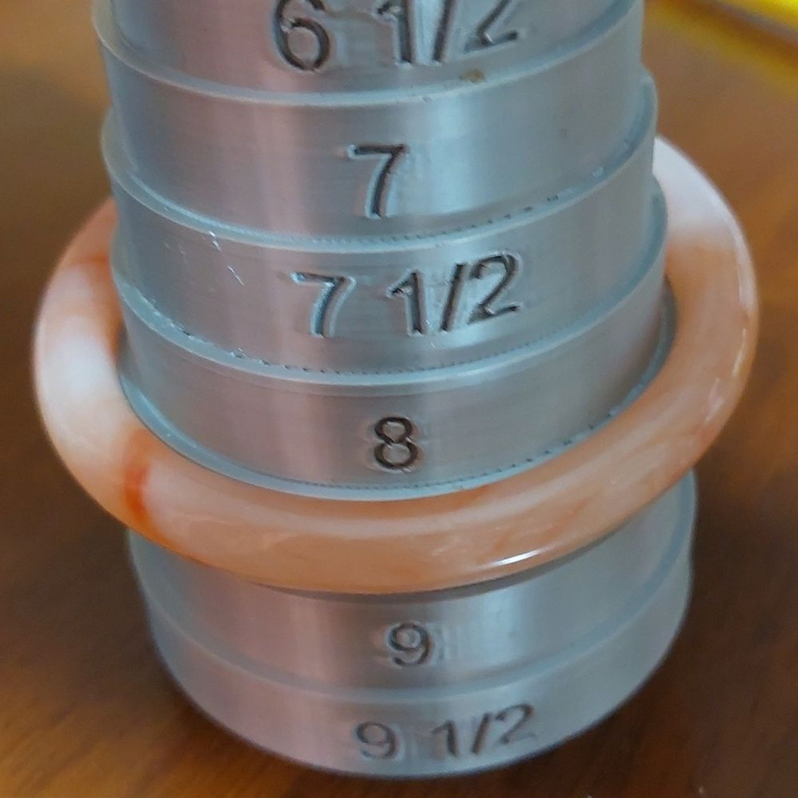 Solid Lace Agate Chalcedony Bangle Bracelet Coral… - image 6