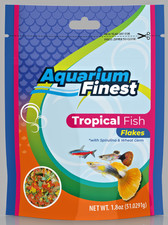 Aquarium Finest Tropical Fish Flakes w/ Spirulina  Wheat Germ 1.8 oz Pouch