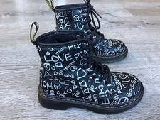 Dr. Martens Black Script J Youth Combat Kids Size 12 Boots Ankle 1460