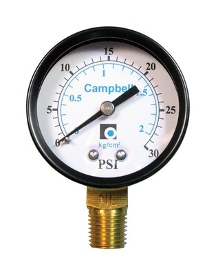 #ad Campbell PG3T NL Brass 0 to 30 PSI Pressure Gauge 2 Dia. x 1 4 Stem in. $10.43