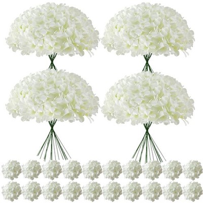 100 Pcs Faux White Hydrangea Artificial Flowers Bulk, Fake Silk Hydrangea Flo...