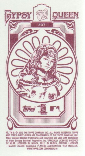 2012 Topps Gypsy Queen Baseball Mini Gypsy Queen Back #307 Michael Morse - Picture 2 of 2