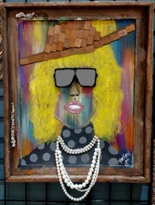 Upcycled Mixed Media "Sloppy Jane" Painting