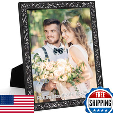 HIKWADERY 8x10 Glitter Black Bling Photo Frame with HD Real Glass