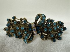 Multicolor Crystal Rhinestones Classic Metal Hair Ornament Clamp 4" Long