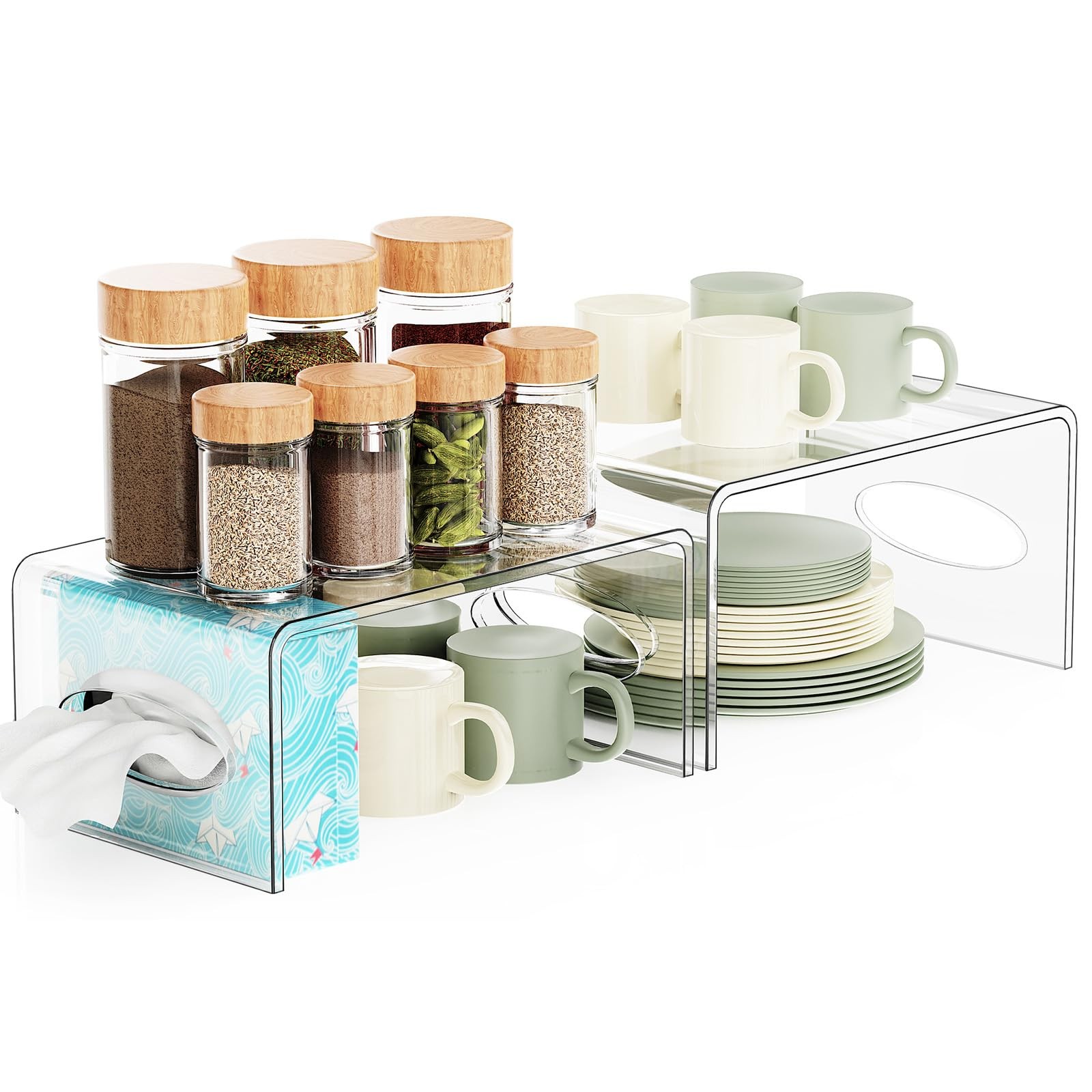 Sturdy 2-Tier Spice Rack Organizer for Kitchen Cabinet & Pantry Storage