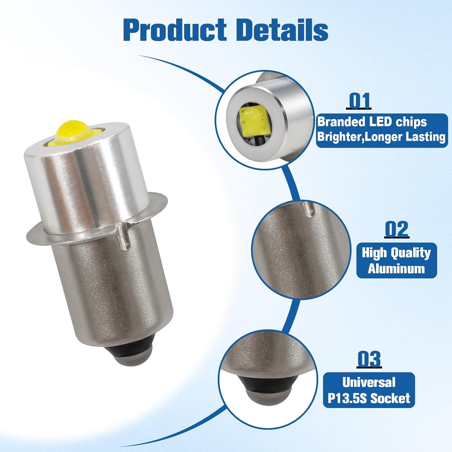 Swess LED Conversion Kit for Maglite LED Bulb 3-16 Cell C/D, 3W DC 4-24V Flashli