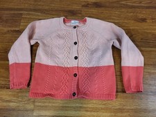 Hanna Andersson Size 6-8 Girls Pink Button Up Cable Knit Cardigan