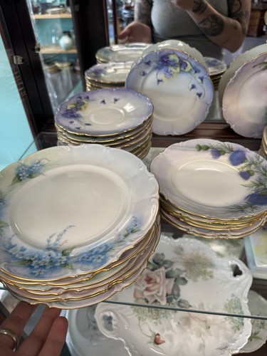 1970’s Handpainted Floral Bavaria By Virginia Weckwert 35 Pieces, Teacups Plates - Picture 8 of 24