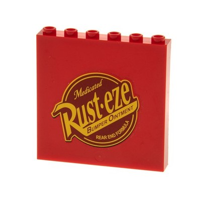 1x Lego Panele 1x6x5 rot Sticker Rust-eze Logo Mack's Team Truck 8486 59349pb021