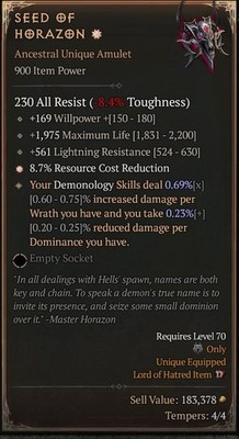 Seed of Horazon 1GA Warlock  Season 13 SC D4 PS5