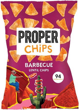 PROPER Barbecue Lentil Chips, Vegan, Gluten Free Snacks, Sharing Bags - 85G Pack