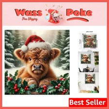 Christmas Highland Cow Diamond Art Kit for Beginners - 12x12 inch Full Drill