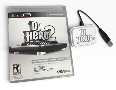 PS3 DJ Hero Turntable Wireless USB Dongle Model# PRT0000403 & DJ Hero2 PS#3 Game