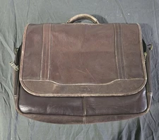 Samsonite Leather Messenger Bag Laptop Briefcase Brown Vintage