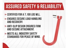 15" J Hook Heavy Duty Grade G80 Tow Axle Strap Wrecker Load Limit 7100# (4 Pack)