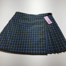 Wild Fable Skirt Womens Medium NWT Green Blue Plaid Pleated Wrap A-Line Mini