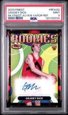 2023 TOPPS FINEST ROOKIE FINEST GRADEY DICK RED/BLACK VAPOR AUTO #/10 RC PSA 9