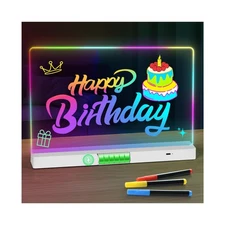 LED Note Board with Colors,Rechargeable Acrylic Dry-Erase Board, 8-... Fast Ship