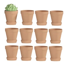 3 Inches Small Terracotta Pots with Saucer, 12 Pack 3" Terra Cotta Planter wi...