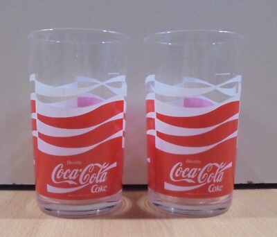 COCA COLA SODA ADVERTISIGN VTG SET OF TWO GLASSES