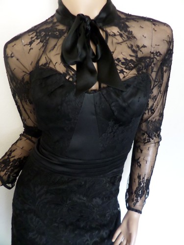 Karen Millen Pussy Bow Lace Cocktail Dress UK Size 10 - Picture 2 of 7