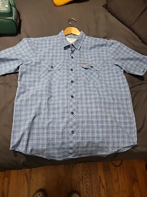 Orvis Shirt Mens Large Blue Graph Check Classic Collection Short Sleeve (F)