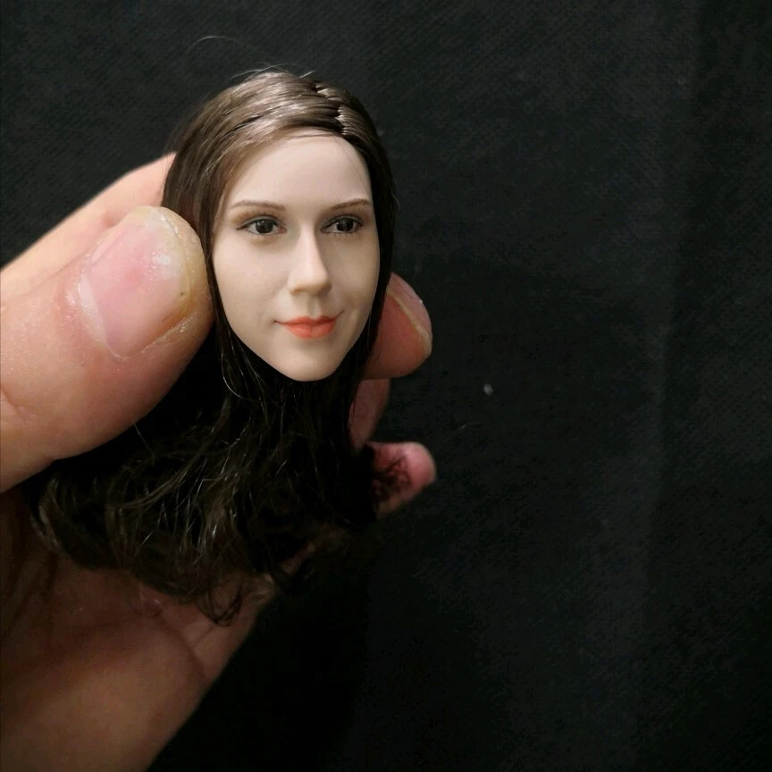 1/6 Girl Head Sculpt Brown Hair Carved PVC Model Toy For 12in Soldier Figure Toy - Image 4 of 4