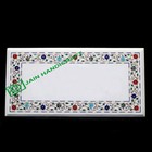 24''x12'' white marble table top coffee center pietra dura inlay malachite h1