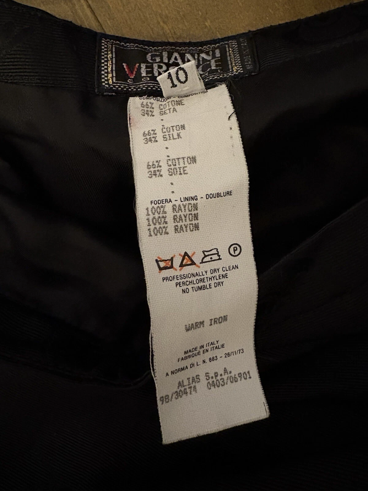 Gianni Versace Couture '98 Gonna nera jacquard di seta 44 UK12