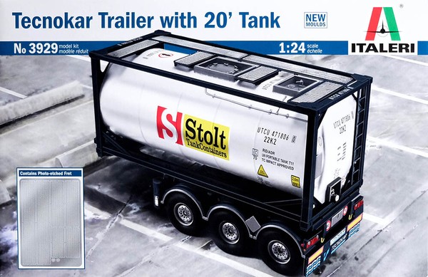 Tecnokar Trailer Mit 20' Tank Truck AnhäNger 1:24 Model Kit Bausatz Italeri 3929-image