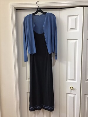 blue dress with grey cardigan Blue Ribbed Sleeveless Dress Cardigan Maternity Set PinkBlush