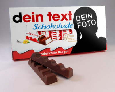 Dein Bild auf der Kinderschokolade mit eigenem Text & Foto |   3 Aufkleber  