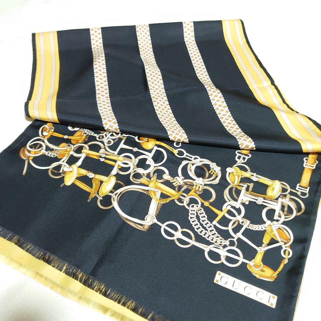 GUCCI Large Scarf horsebit Logo pattern Yellow 42x171… Gem
