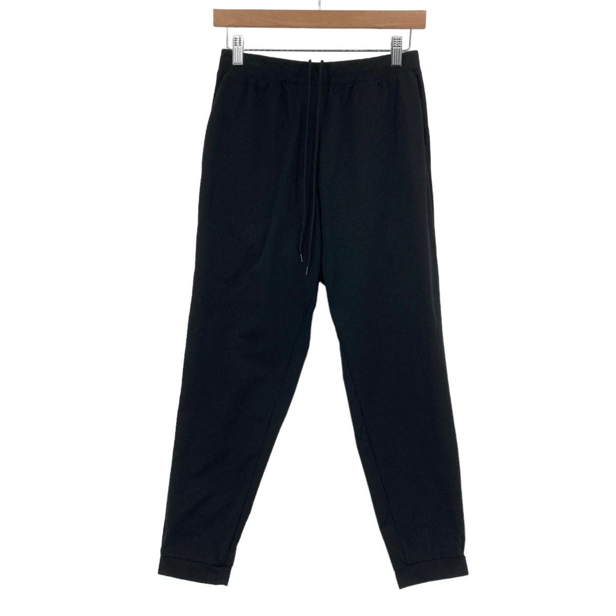 Uniqlo Jogger Pants Womens Medium Black Stretch Dry Ex Tapered Leg Drawstring