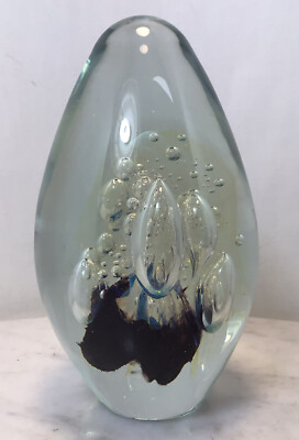 ROBERT EICKHOLT Art Glass Bubbles Egg Magnum Paperweight 1997 5.5