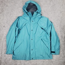 REI Jacket Mens XLarge Teal Gore-t Waterproof Vented Windbreaker Hooded Outdoors