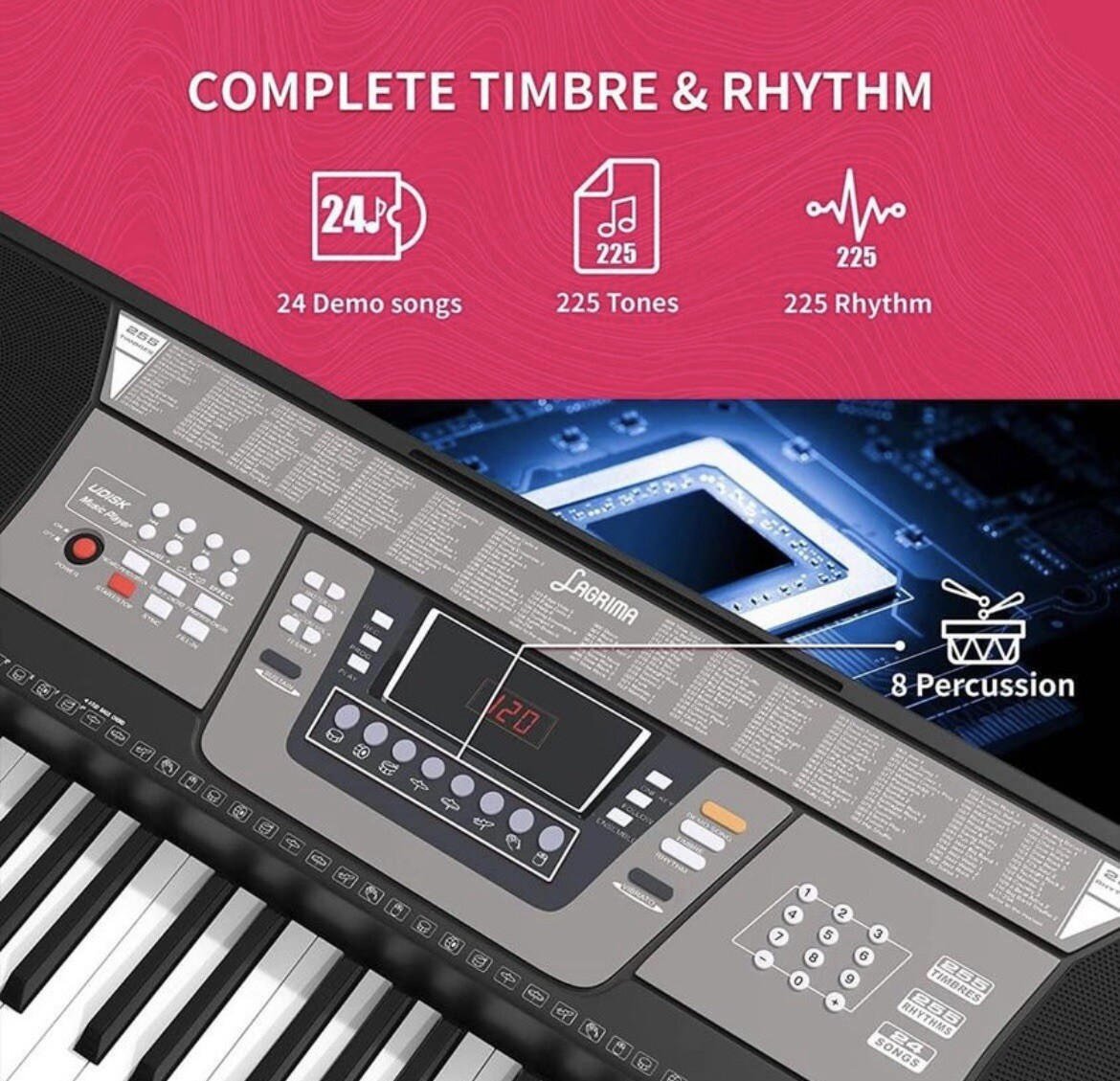 Valentine Gift for kids LAGRIMA LAG440 61 Key Portable Electric Piano