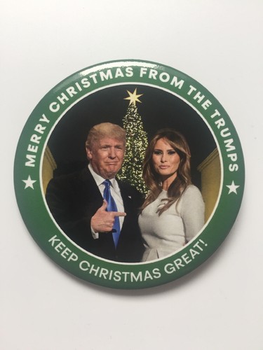 2024 Re-Elect President Donald Trump 3" Button Merry Christmas from the Trumps - Picture 1 of 4