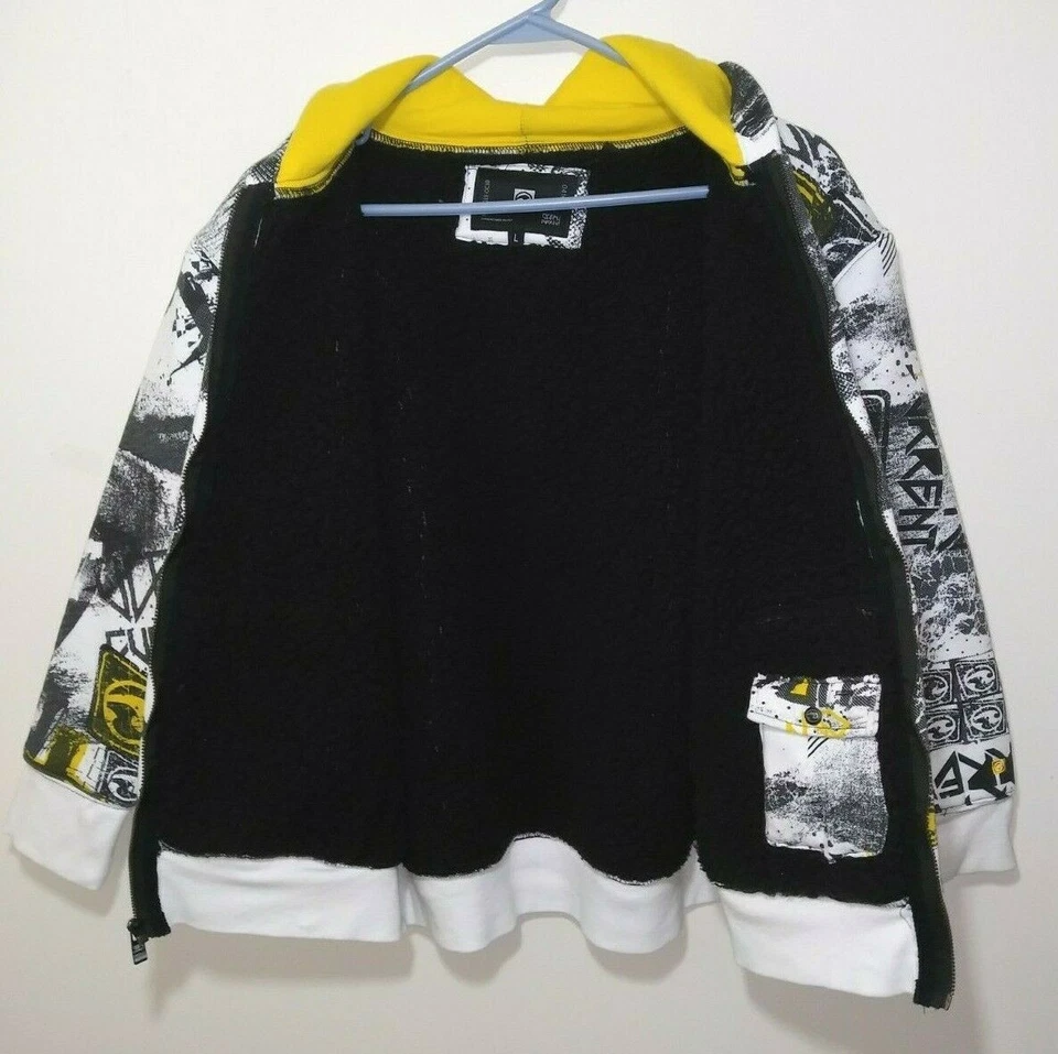 Abrigo chaqueta con capucha grande Ocean Current cremallera completa para mujer blanco y negro Foto 4 de 4