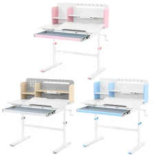 Pink/Blue/Gray Height Adjustable Kids Study Desk Student Table with Drawer,Shelf