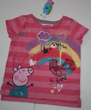 New Girls 12-18m Peppa Pig Top Shirt Love Rainbow Sunshine Hi Tops Pink Tee