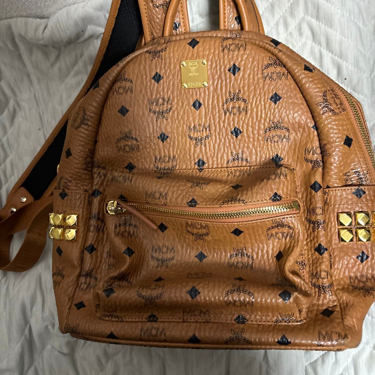 MCM Studded Backpack Ladies Brown bag 31×27cm | eBay