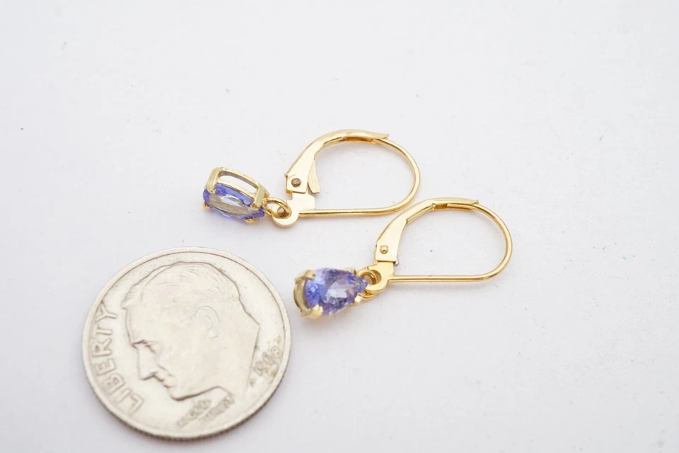 14k Yellow Gold Iolite Earrings A9 - Image 4 of 4