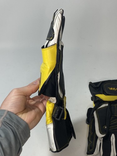 Rhyno Leather made with Kevlar Gloves Sz Mens Small Yellow White Black Gauntlet - Picture 4 of 8