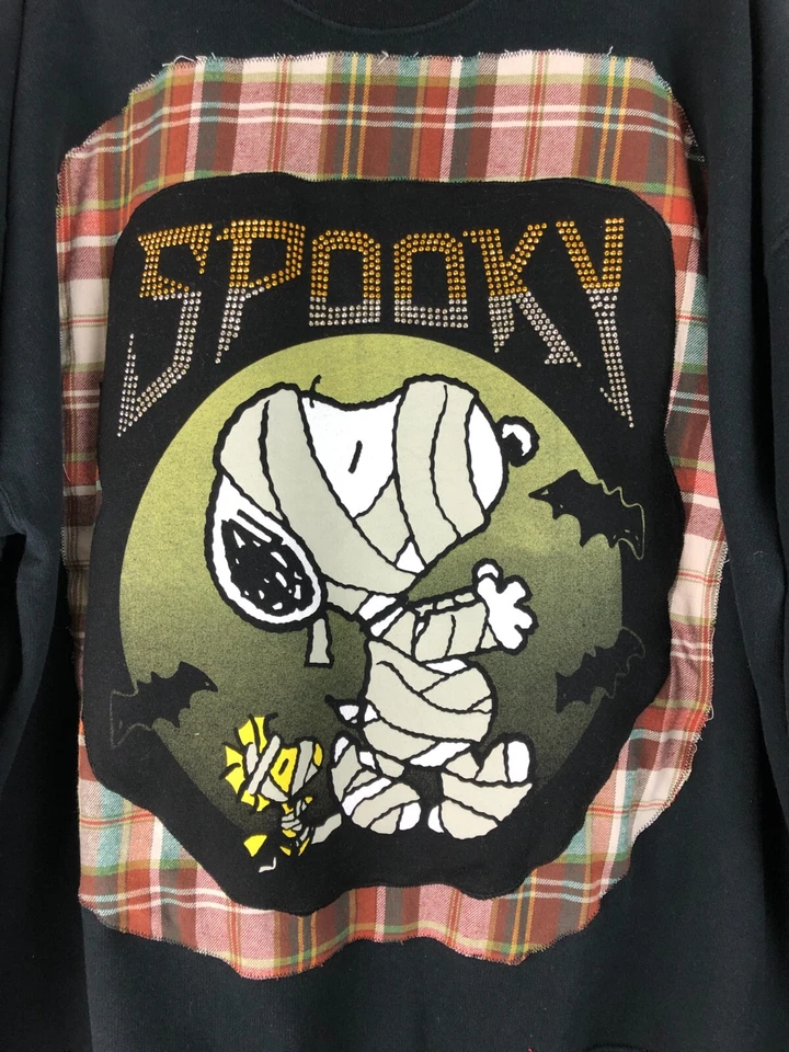 Halloween Snoopy Woodstock Sudadera Negra Camisa Momia Reciclada 3XL Espeluznante ÚNICA EN SU CLASE Foto 2 de 4